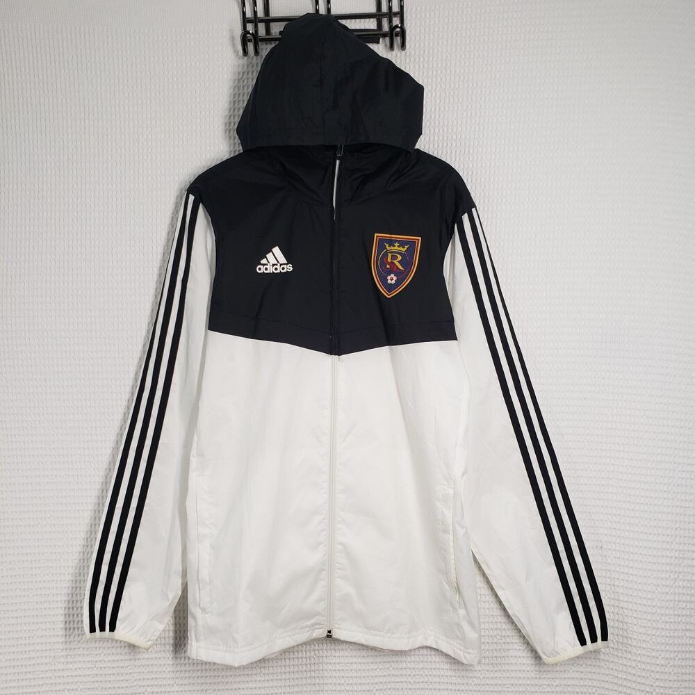 Adidas Real Salt Lake Tiro Windbreaker Jacket Mens XS White MLS Soccer Full Zip